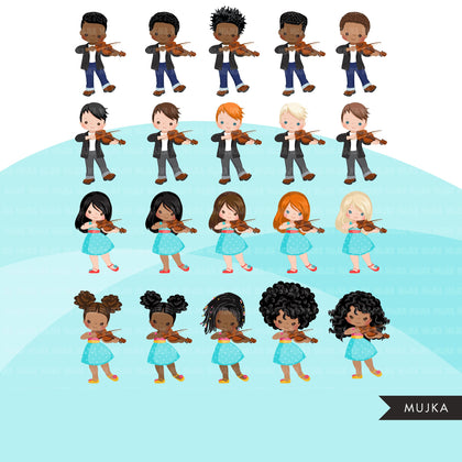 Violin clipart, Music Instruments clipart, education graphics, school band, kids playing music sublimation graphics, PNG clip art