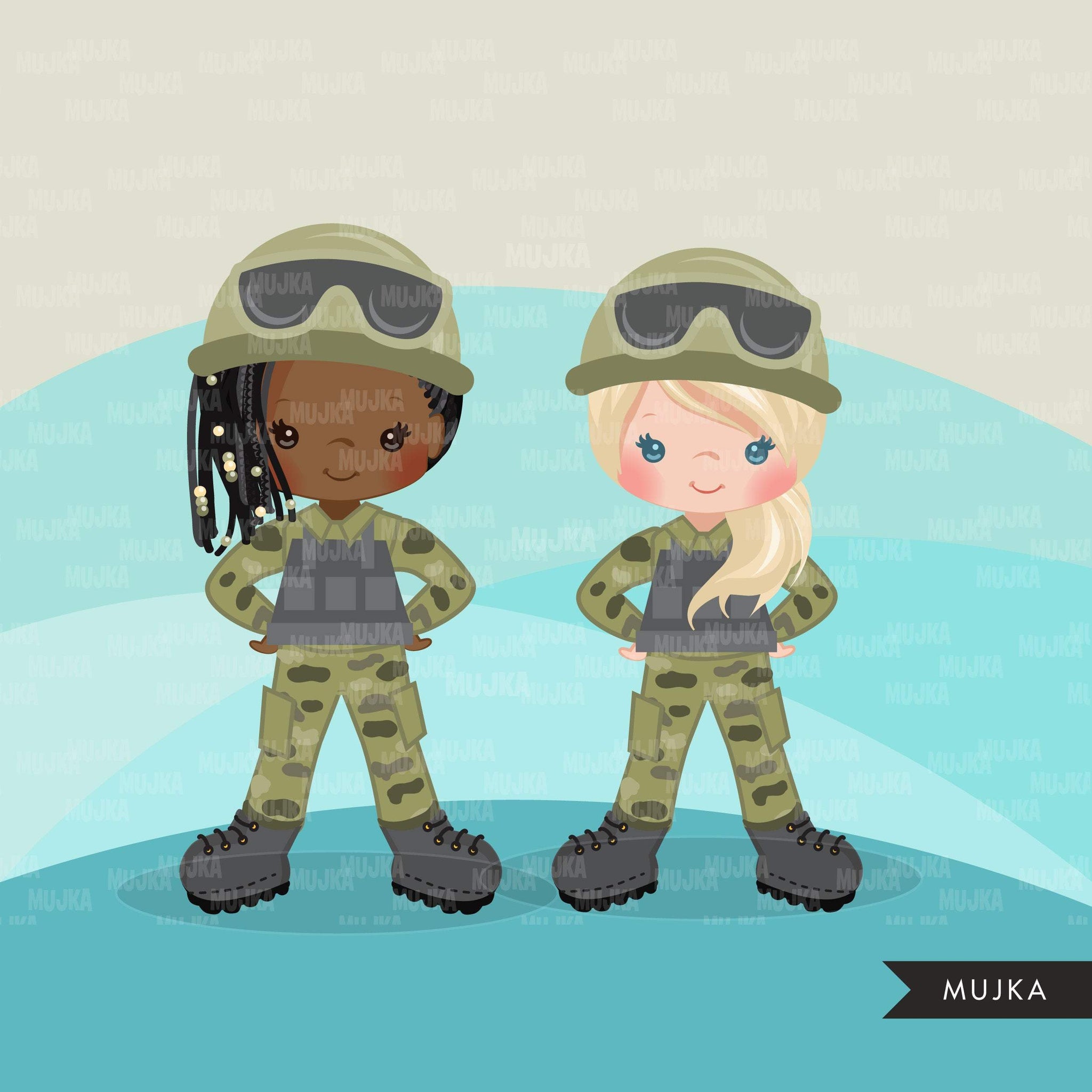 Soldier clipart, army girl, military family, patriot  black girl graphics, Armored forces, american girl, commercial use png clip art