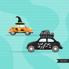 Drive by Halloween Party parade clipart, quarantine party, drive through party truck, car graphics, PNG clip art