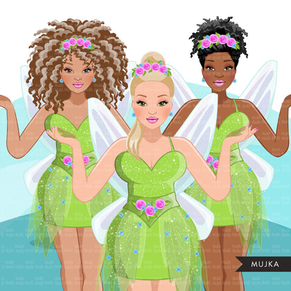 Fashion Clipart, Halloween woman, black woman graphics, afro fairy Sublimation designs for Cricut & Cameo, commercial use PNG