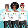 Fashion Clipart, Halloween woman, black woman graphics, afro kitty Sublimation designs for Cricut & Cameo, commercial use PNG