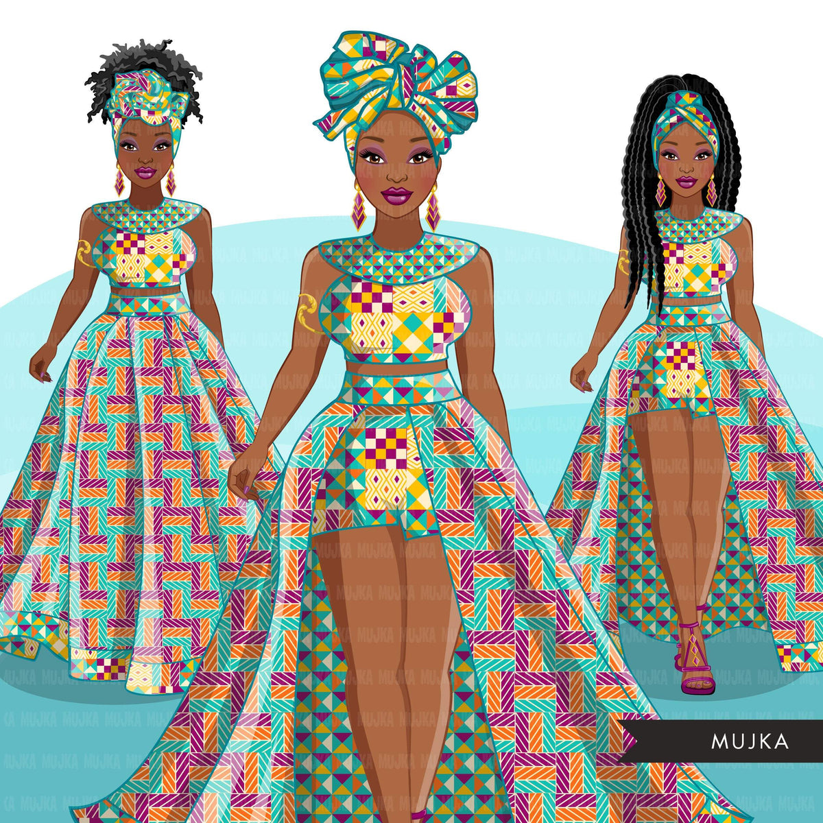 Ankara Fashion Graphics, geometric African dress, head wrap, black wom ...