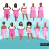 Breast cancer clipart, curvy black woman graphics, survivor, pink ribbon, Sublimation designs for Cricut & Cameo, commercial use PNG
