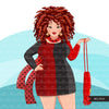 Fashion Clipart, curvy woman red and black dress, sisters, friends, sisterhood Sublimation designs for Cricut & Cameo, commercial use PNG
