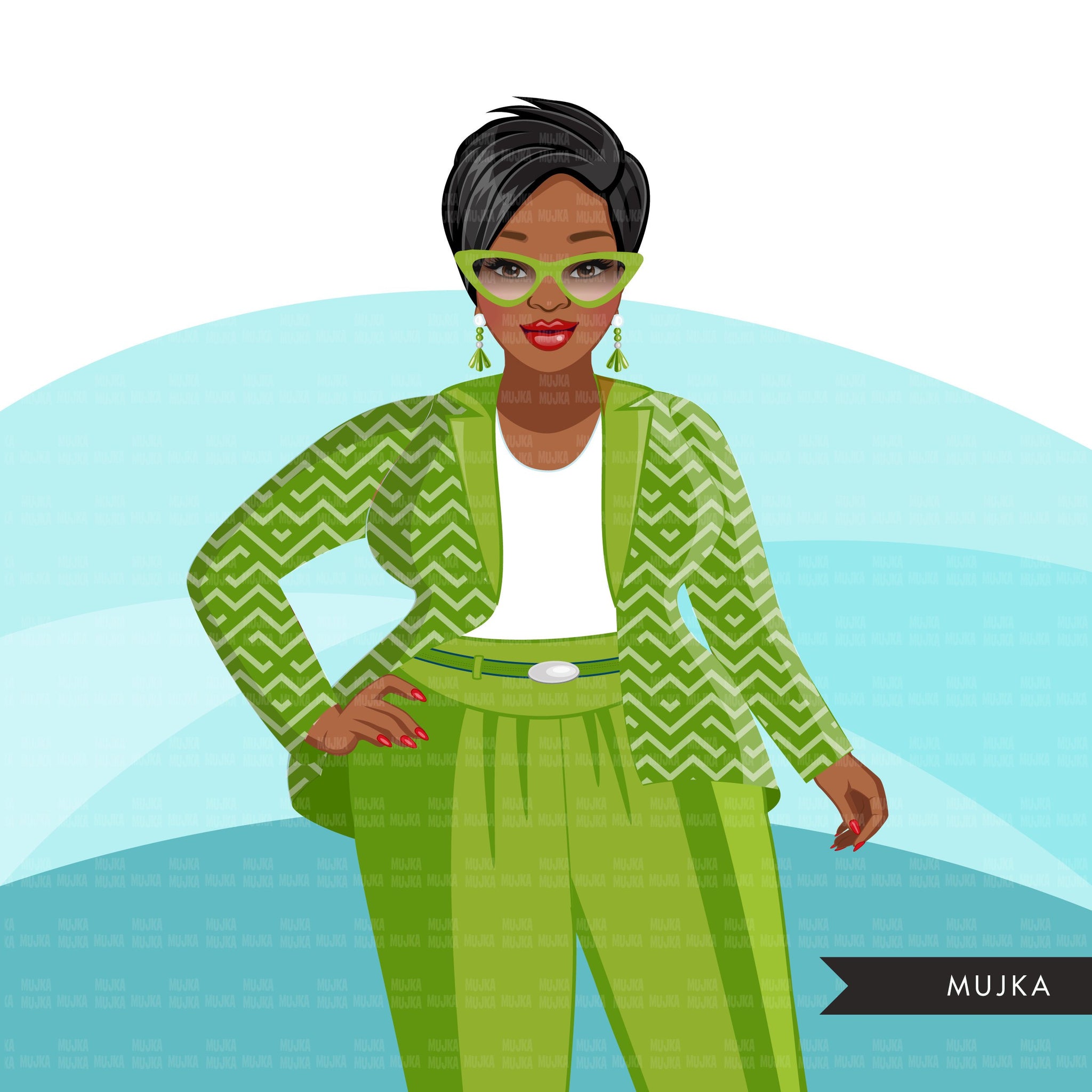 Fashion Clipart, Curvy Black woman, green dress, sisters, friends, sis – MUJKA CLIPARTS