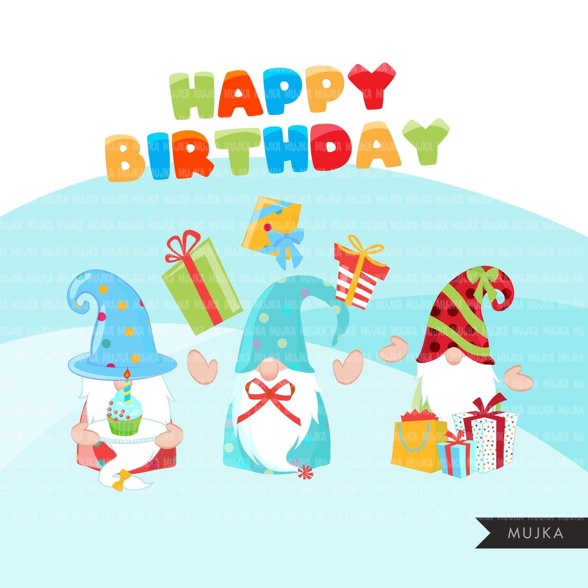 Birthday gnomes Clipart, birthday graphics, colorful party Gnome graphics, png digital sublimation designs