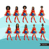 Fashion Clipart, Halloween woman, black woman graphics, afro superhero Sublimation designs for Cricut & Cameo, commercial use PNG