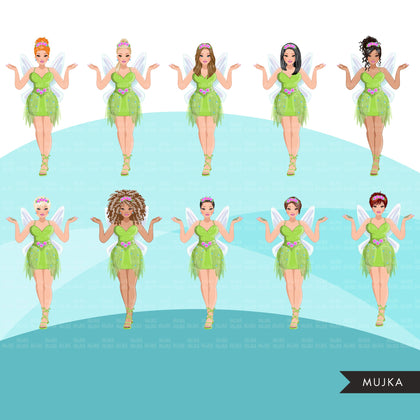 Fashion Clipart, Halloween woman, black woman graphics, afro fairy Sublimation designs for Cricut & Cameo, commercial use PNG