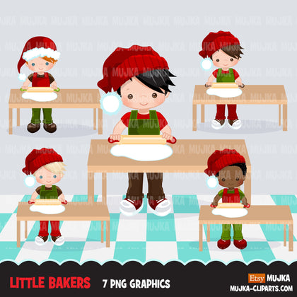 Baking Clipart Bundle, Christmas baking, kitchen party, black boy, black girl, party boys & girls clip art commercial use PNG graphics