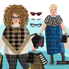 Fall Fashion Graphics, curvy Woman, winter shopping sisters, friends Sublimation designs for Cricut & Cameo, commercial use PNG clipart
