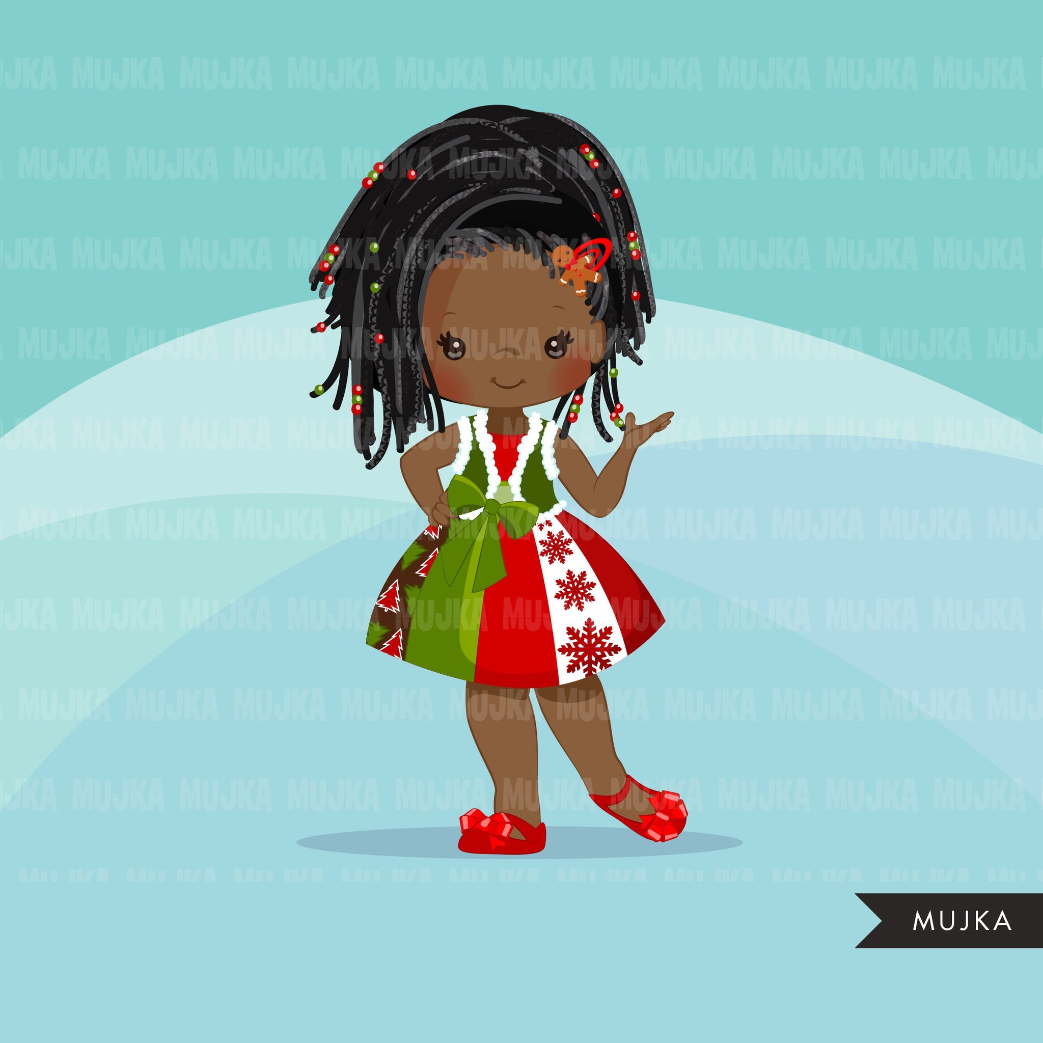 Christmas Clipart, black girl christmas outfit, Noel graphics, Holiday afro characters, png sublimation digital clip art