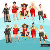 Fashion Clipart, Christmas glam party, curvy woman sisters, friends, sisterhood Sublimation designs for Cricut & Cameo, commercial use PNG