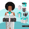 Fashion Clipart, pastel glam Christmas party, black woman, friends, sisterhood Sublimation designs for Cricut & Cameo, commercial use PNG