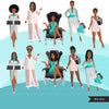 Fashion Clipart, pastel glam Christmas party, black woman, friends, sisterhood Sublimation designs for Cricut & Cameo, commercial use PNG
