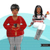 Fashion Clipart, Christmas party, curvy black woman sisters, friends, sisterhood Sublimation designs for Cricut & Cameo, commercial use PNG
