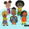 Kwanzaa Clipart, African culture, African holiday, heritage graphics, Kwanzaa black girls png sublimation clip art, black history
