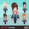 Bikers Clipart Bundle, Biking kids, harley bikers, kids riding, black girl, boy motorcycle outdoor commercial use graphics, png clip art
