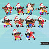Santa selfie Clipart, Christmas selfie graphics, kids, Santa with cellphone, Noel graphics, Holiday characters, png sublimation clip art