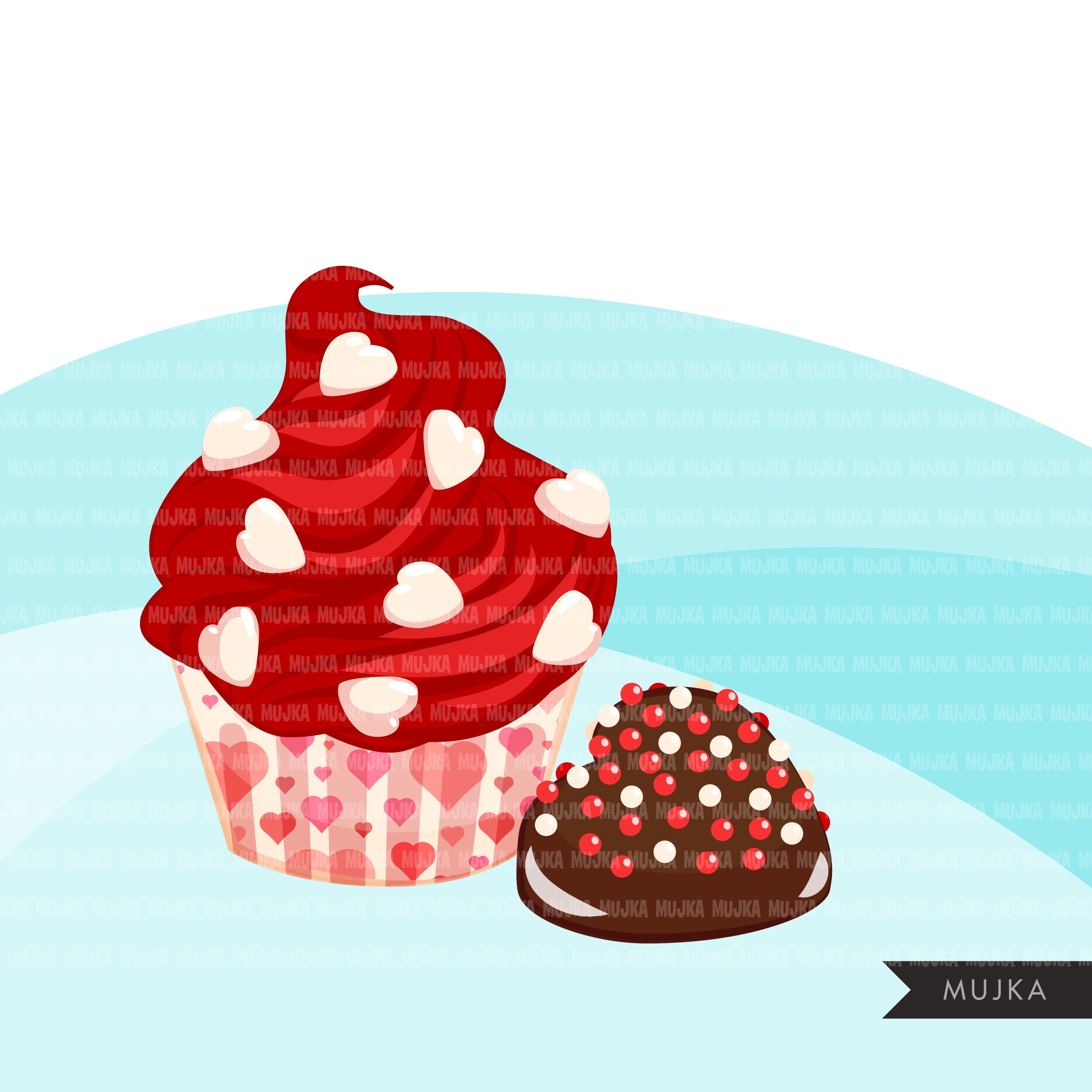 Valentine sweets clipart, donuts, truffles, chcocolate, cookies