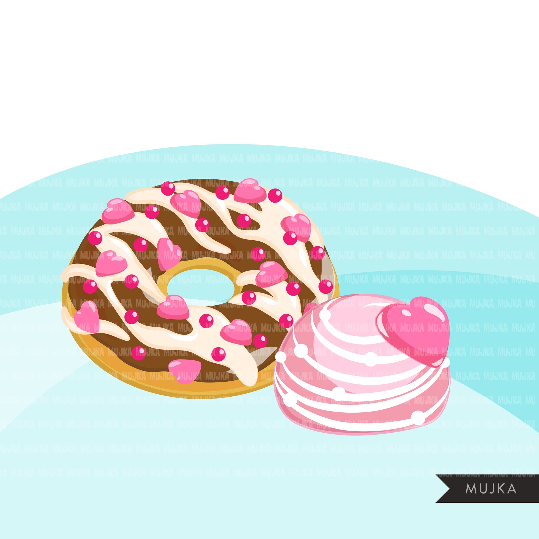 Clipart de doces do dia dos namorados, donuts, trufas, chocolate, biscoitos, biscoitos do dia dos namorados, png clip art