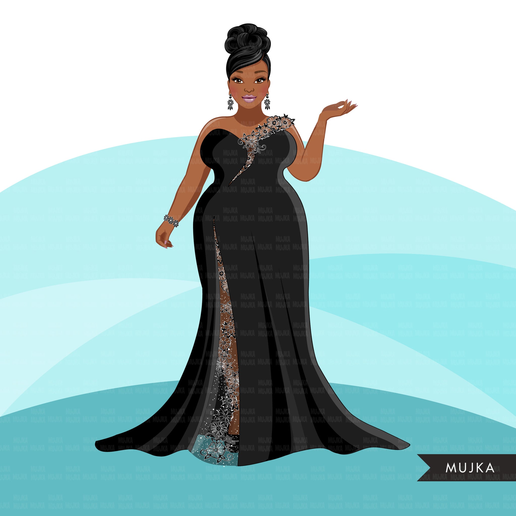 Fashion Clipart, Black woman evening gown, sisters, friends, Sublimati – MUJKA CLIPARTS