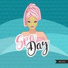 Spa Clipart, self care graphics, spa fashion woman, sisters, friends, Sublimation designs for Cricut & Cameo, commercial use PNG