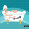 Spa Clipart, bath, self care graphics, spa fashion woman, sisters, friends, Sublimation designs for Cricut & Cameo, commercial use PNG