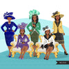 Fashion Clipart, Church ladies, Black woman graphics, religious sisters, friends, Sublimation designs for Cricut & Cameo, commercial use PNG