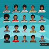 Clipart de história negra, mulher negra, figuras da justiça social, Rosa Parks, Harriet Tubman, Maya Angelou, gráficos de história, uso comercial PNG