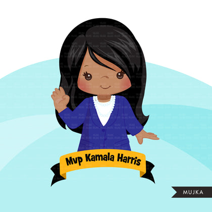 Black history clipart, black history female figures Kamala Harris, Nina Simone, Ruby Bridges, Mae Jemison, Madam c j walker  clip art PNG