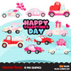 Drive-by Valentine's Day Party parade clipart, quarantine party, drive thru party truck, hearts, valentine gifts PNG clip art