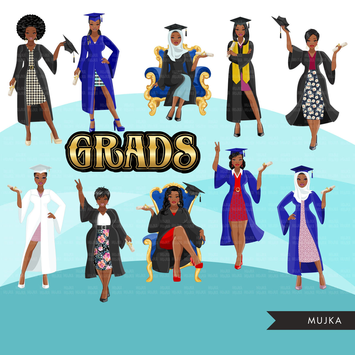 Graduation clipart, Graduates 2021, Grads friends, black woman graduat ...