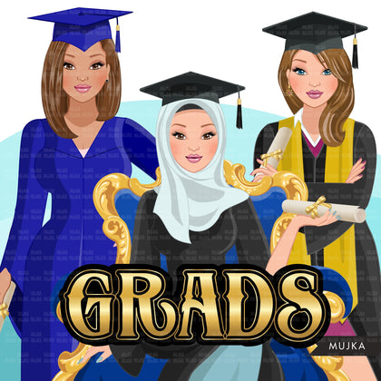 Graduation clipart, Graduates 2021, Grads friends, woman graduates  Sublimation designs for Cricut & Cameo, commercial use PNG