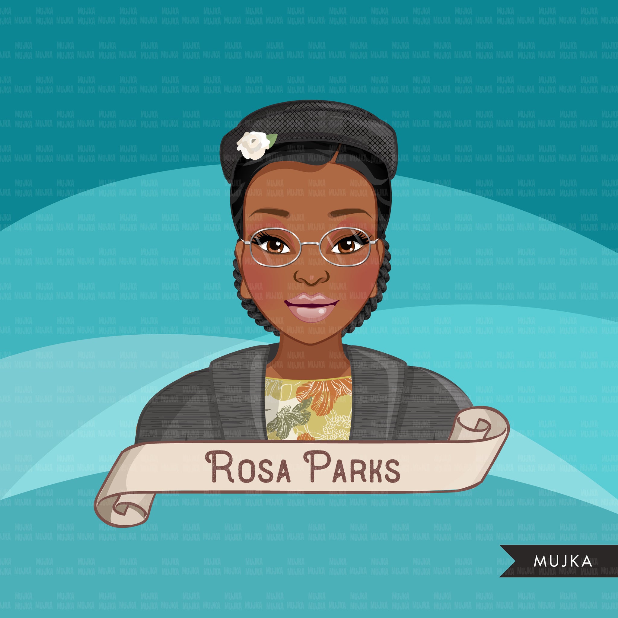 Clipart de história negra, mulher negra, figuras da justiça social, Rosa Parks, Harriet Tubman, Maya Angelou, gráficos de história, uso comercial PNG