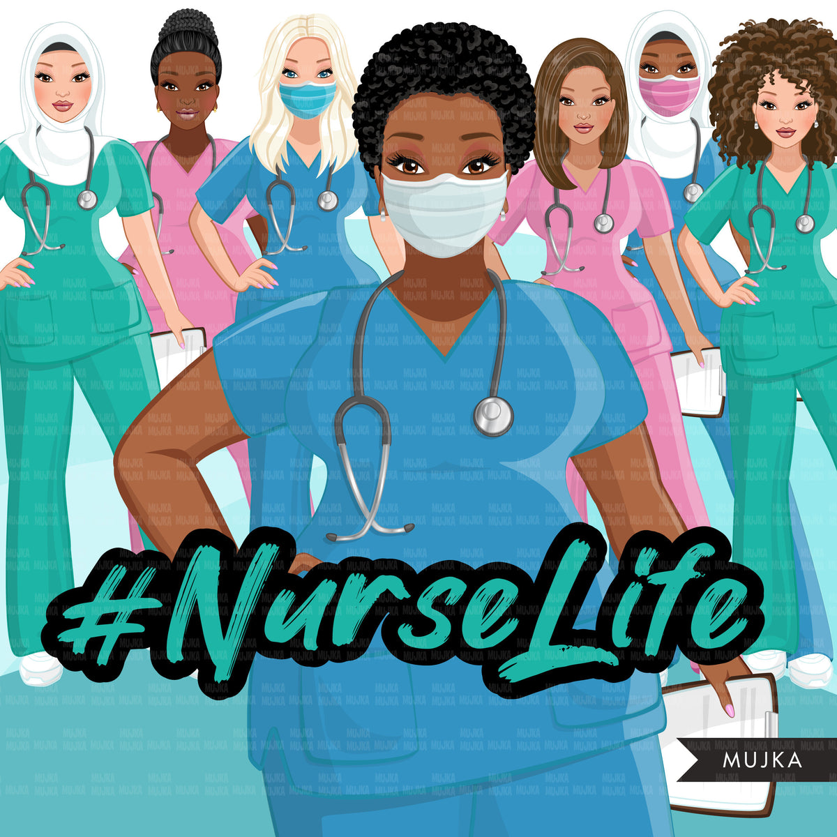 Nurse clipart BUNDLE, Nurse Life, Nurse Mom, medical workers, friends ...