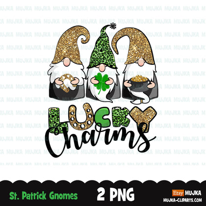 St Patricks Day Gnome sublimation designs, png sublimation shirt design, lucky charms, leopard pattern, digital download files for cricut