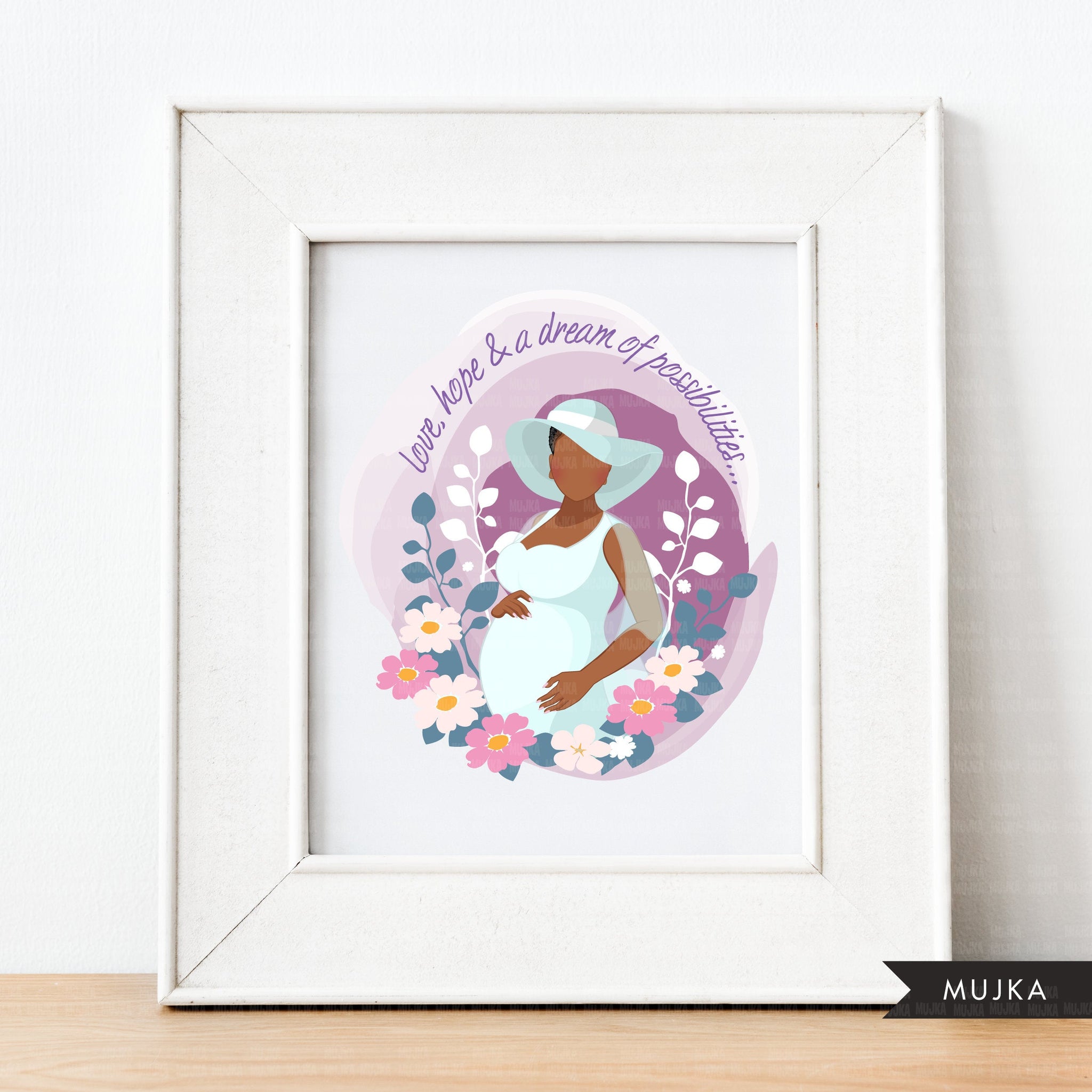 Mothers Day clipart, mother's day sublimation designs digital download, baby shower favors, wall art, pregnant black woman png