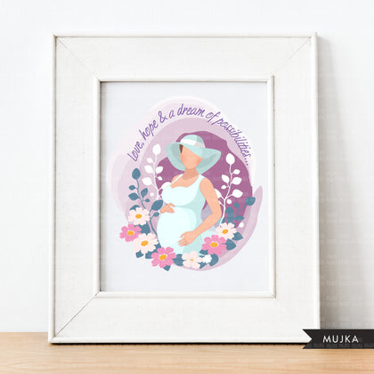 Mothers Day clipart, mother's day sublimation designs digital download, pregnancy, baby shower favors, wall art, pregnant woman png