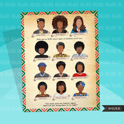 Black history poster, Printable, poster Black woman, Social justice, Rosa Parks, Harriet Tubman, Maya Angelou, history graphics,  PNG