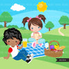 Picnic Clipart Bundle, Best friends clipart, spring graphics, sublimation png, black girl, black boy, birthday party