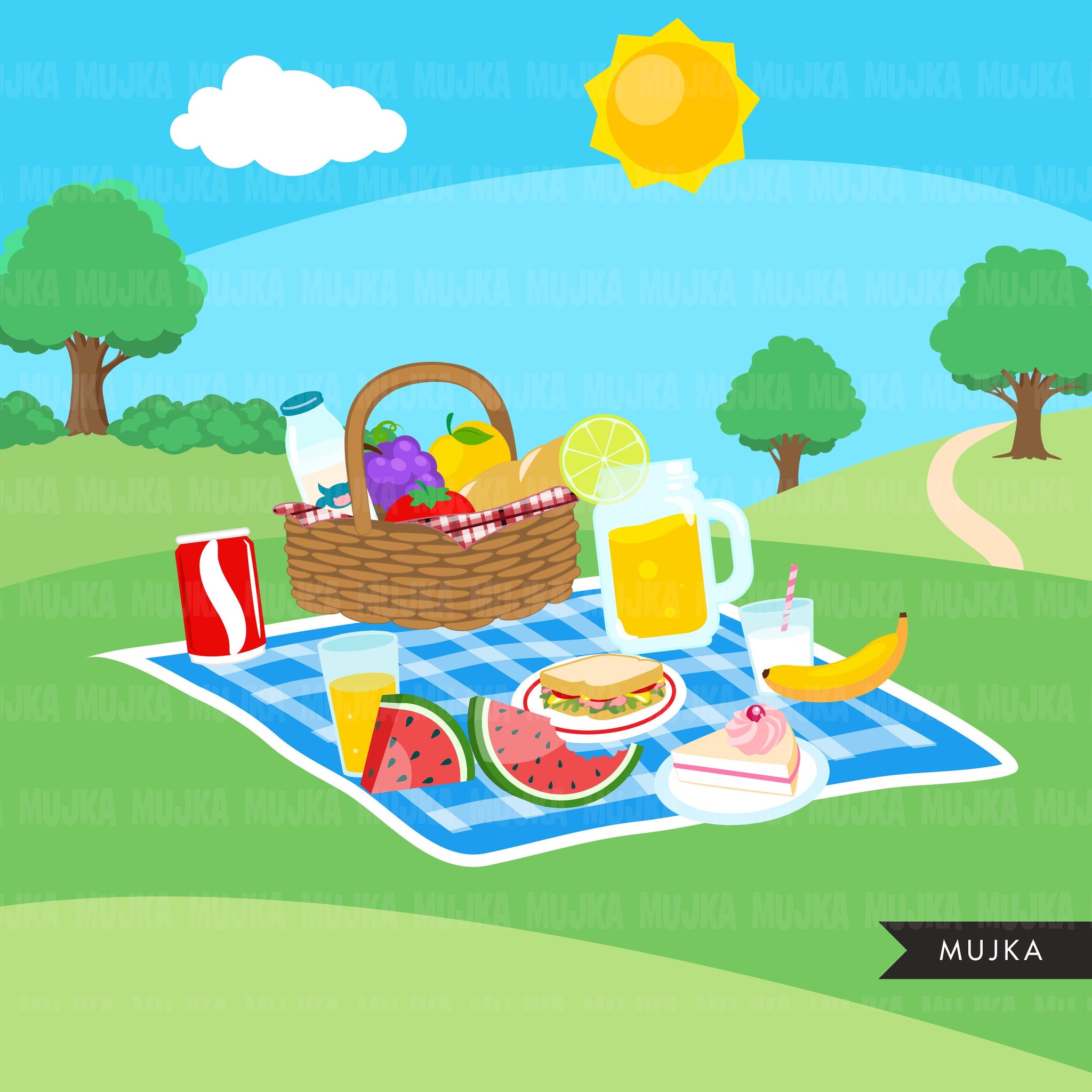 Spring Picnic Graphics Picnic Clipart Bundle, Best friends clipart, spring graphics, sublimat ...