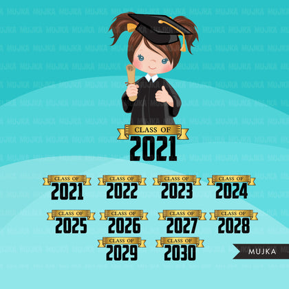 Graduation clipart bundle, grads sublimation designs digital download, school clipart class of 2023, png files for cricut, boy, girl