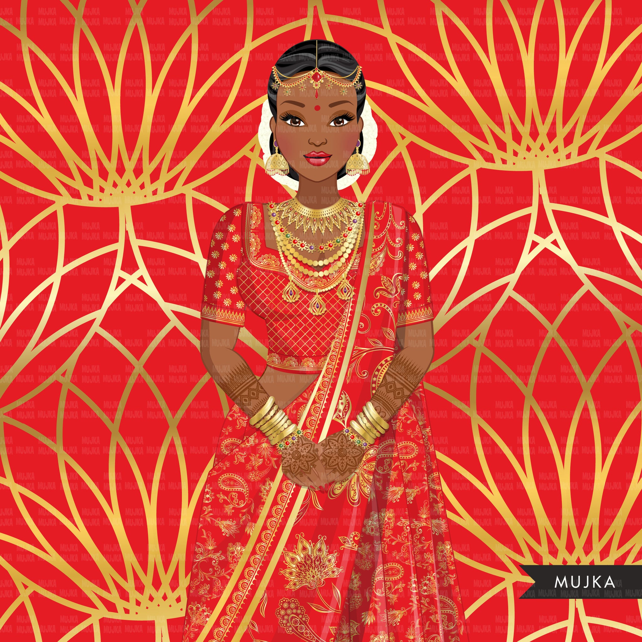 Imágenes prediseñadas de novia india, vestido de novia indio, fondo rojo de boda india, diseños de novia musulmana, diseños de sublimación descarga digital PNG