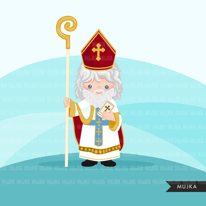Saint Nicholas  clipart, religious sublimation designs digital download, christian graphics, catholic design, Christian png files for cricut
