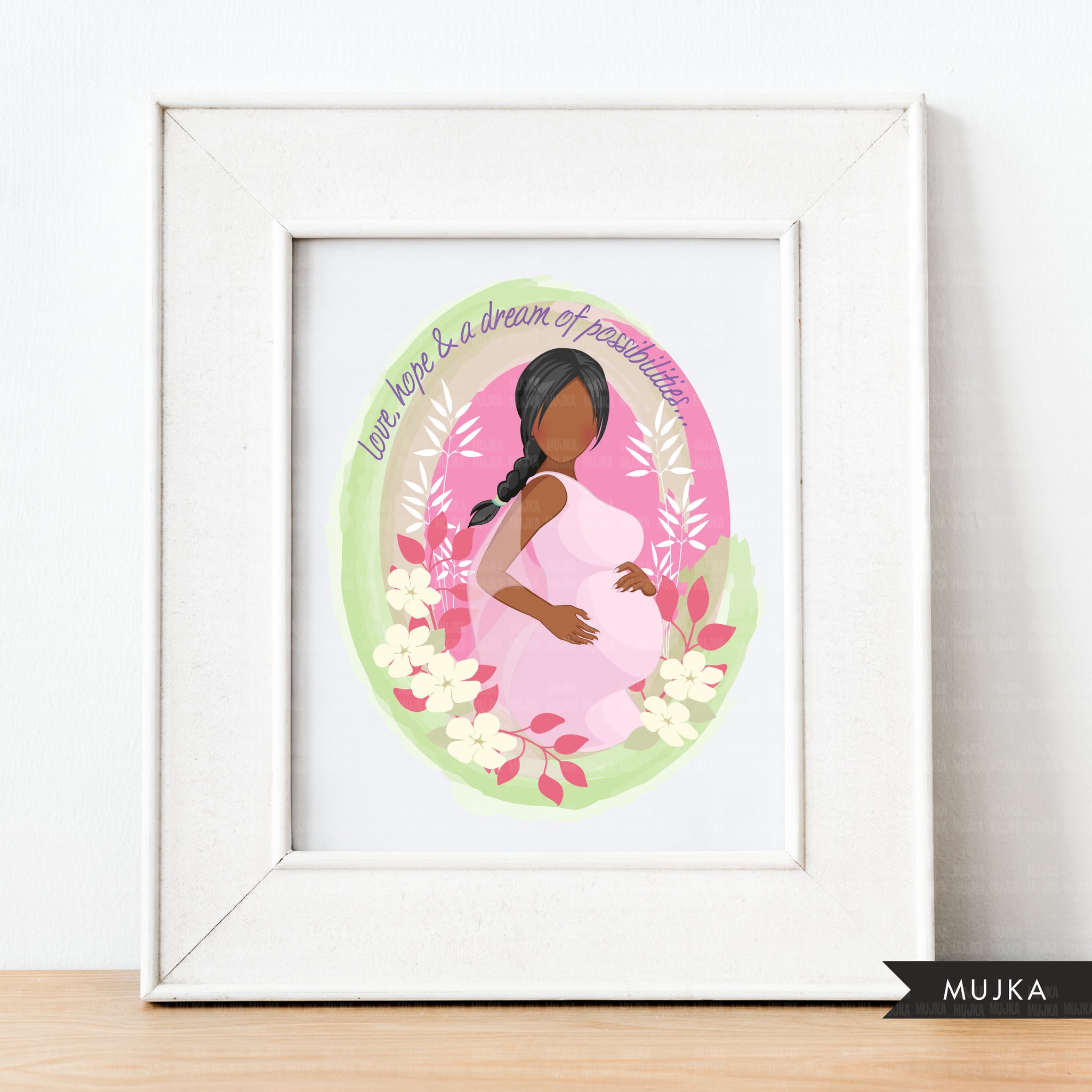 Mothers Day clipart, mother's day sublimation designs digital download, baby shower favors, wall art, pregnant black woman braids png