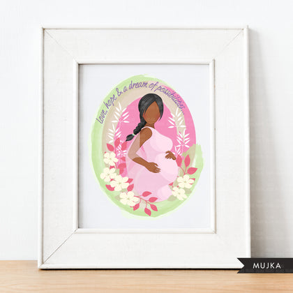 Mothers Day clipart, mother's day sublimation designs digital download, baby shower favors, wall art, pregnant black woman braids png