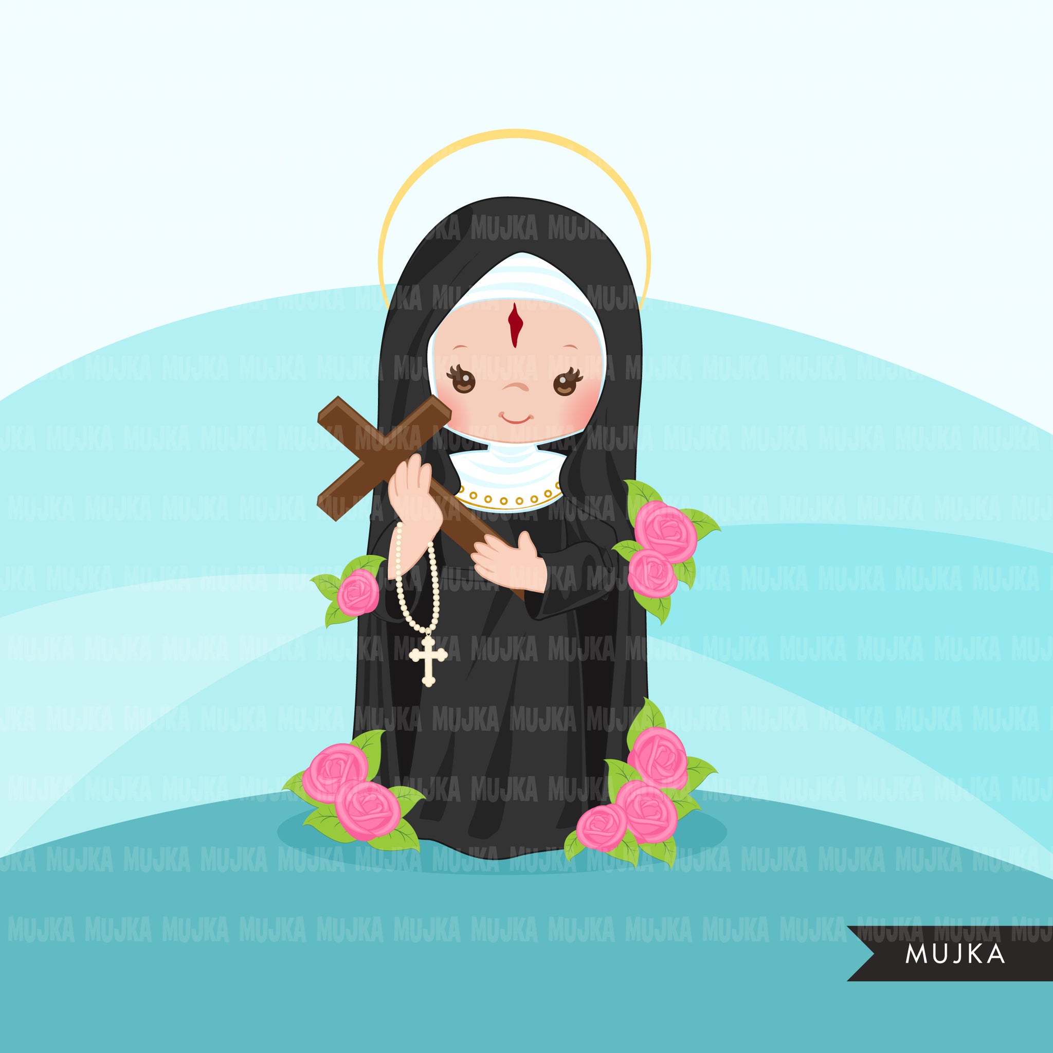 Saint Rita Cartoon Saint Rita clipart, religious sublimation designs digital download, ca ...