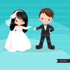 Wedding cake topper, bride and groom clipart, wedding couple clipart bundle, sublimation designs digital download, bride and groom png