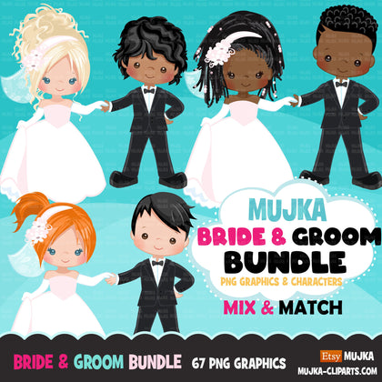 Wedding cake topper, bride and groom clipart, wedding couple clipart bundle, sublimation designs digital download, bride and groom png