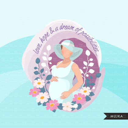 Mothers Day clipart, mother's day sublimation designs digital download, pregnancy, baby shower favors, wall art, pregnant woman png